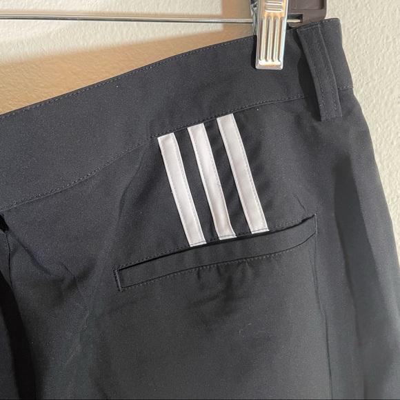 Adidas Athletic Golf Casual Shorts Black with cool White stripes Front Zipper - Picture 6 of 8